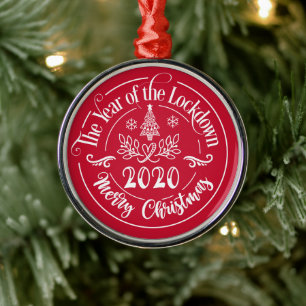 Het jaar van de afgrendeling 2020 grappige kerst metalen ornament