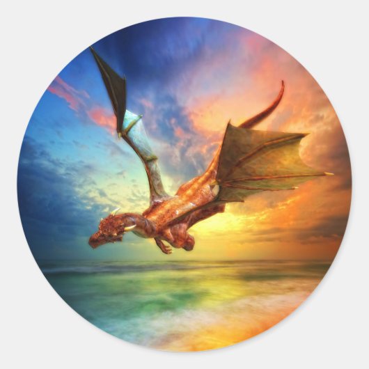 Het Jaar van de Draak Ronde Sticker (Voorkant)