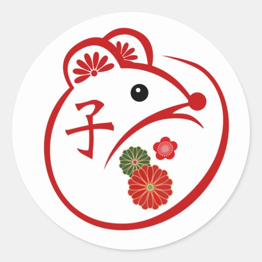 Het Jaar van de Rat Ronde Sticker (Voorkant)