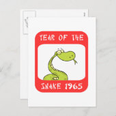 Het jaar van de slang 1965 feestdagenkaart (Voorkant / Achterkant)