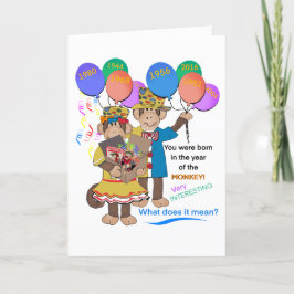 Het jaar van het Monkey Birthday Wenskaart Bedankkaart