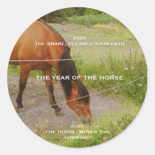 Het jaar van het Paard, 2026 quote Ronde Sticker