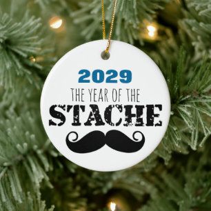 Het Jaar van T\de Staak Mustache Keramisch Ornament