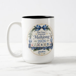 Het jaar waarin ik Mahjong leerde Kerstmiskoffieko Tweekleurige Koffiemok