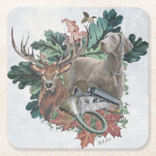 Het jagen met een Weimaraner, "Gray Ghost" Vierkante Kartonnen Onderzetter