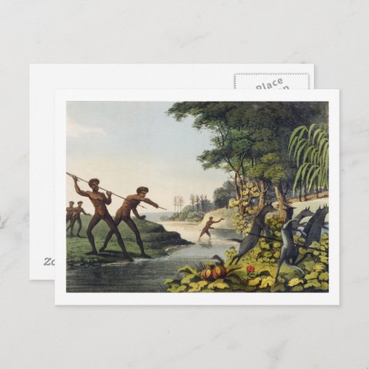 Het jagen op de Kangaroo, aboriginals in New South Briefkaart (Voorkant / Achterkant)