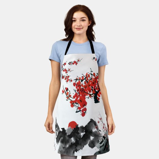 Het Japanse landschap All-Over Print Apron Schort (Gedragen)