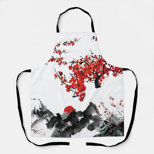Het Japanse landschap All-Over Print Apron Schort (Voorkant)