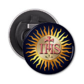 Het Jesuit-zegel Button Flesopener (Voorkant)