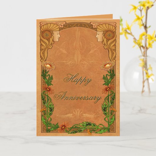 Het Jubileum van Jugendstil Kaart (Gele Bloem)