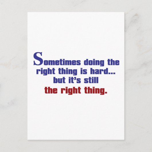 Het juiste doen briefkaart (Voorkant)