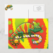 Het Kameleon die van Kerstmis op een Riet van het Feestdagenkaart (Voorkant / Achterkant)