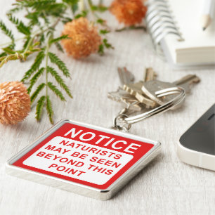 Het Kamp van Naturist/het Teken van het Strand Sleutelhanger