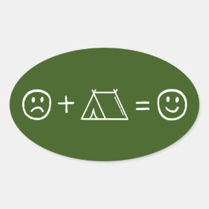 Het kamperen maakt u Gelukkig Ovale Sticker