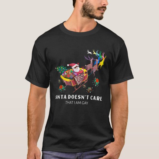 Het kan de kerstman niet schelen dat ik homo lgbt t-shirt (Voorkant)