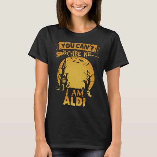 Het kan me niet schelen dat ik ALDI Halloween ben T-shirt (Voorkant)