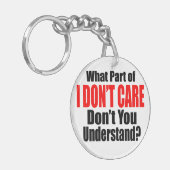 Het kan me niet schelen sleutelhanger (Voorkant Links)