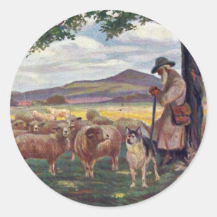 Het kantelen van de schapen ronde sticker