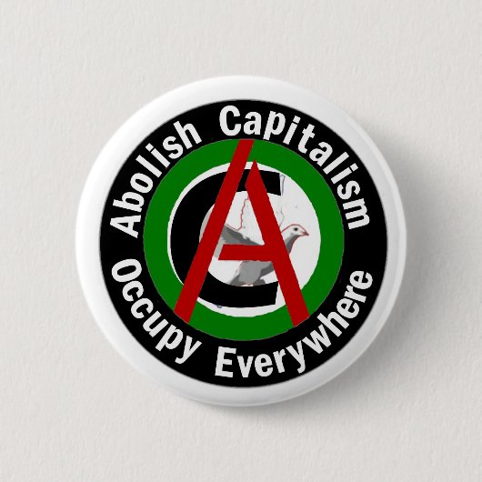 Het kapitalisme overal afschaffen ronde button 5,7 cm (Voorkant)