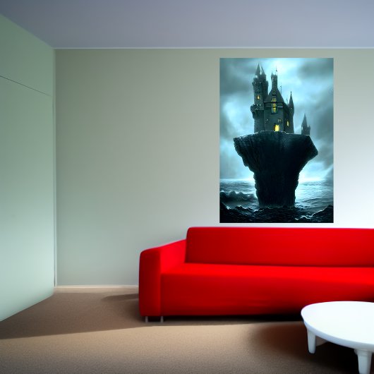 Het kasteel, de rots, het zee | AI Art Poster