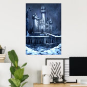 Het kasteel in de wintersneeuw | AI Art Poster (Thuiskantoor)