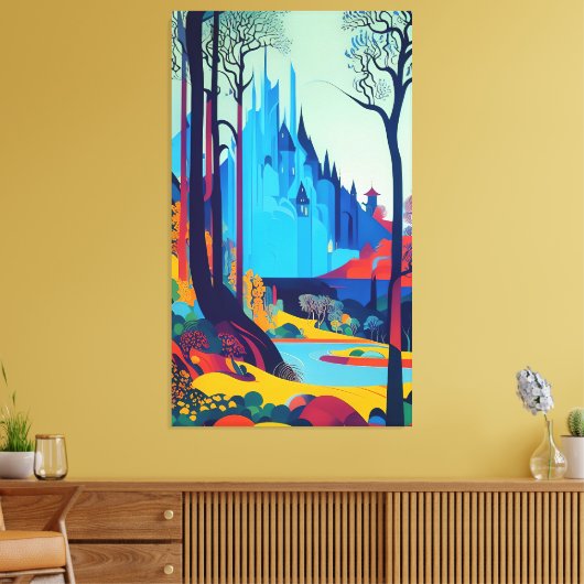 Het kasteel in het bos canvas afdruk (Insitu (Woonkamer))
