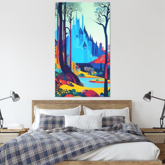 Het kasteel in het bos canvas afdruk (Insitu (Slaapkamer))