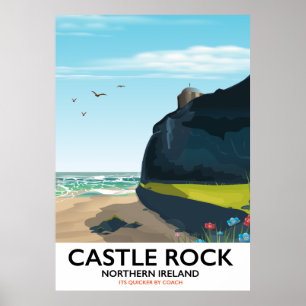 het kasteel rock noord - ierland reisposter . poster