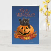 Het Kat van de pompoen Kaart (Gele Bloem)