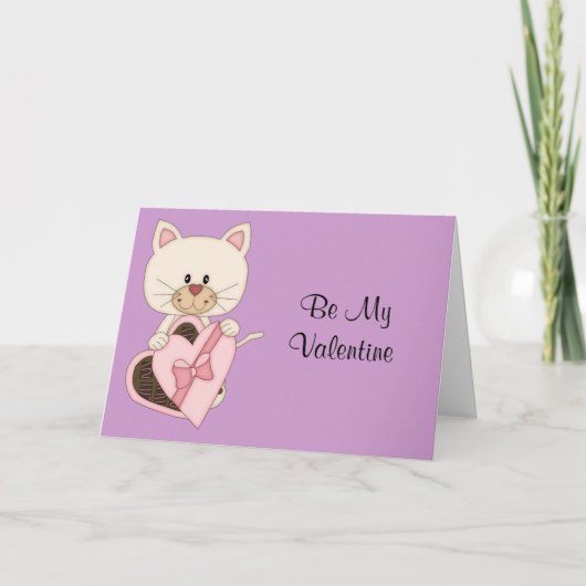 Het Kat van de Valentijnsdag met Chocolade Feestdagen Kaart (Voorkant)