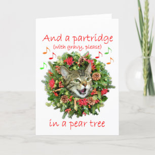 Het kat zingt "Twaalf dagen van Kerstmis " Feestdagen Kaart