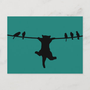 Het katje is afhankelijk van het netsnoer briefkaart