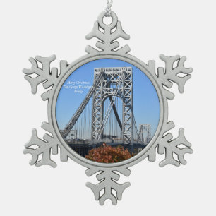 Het kerstornament van de George Washington Bridge Tin Sneeuwvlok Ornament