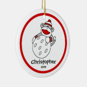 Het kerstornament van de Sock Monkey Golf Boy Keramisch Ornament (Rechts)