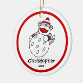 Het kerstornament van de Sock Monkey Golf Boy Keramisch Ornament (Links)