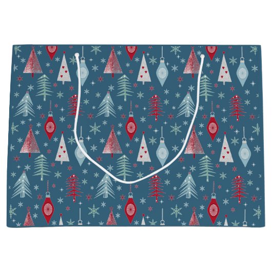 Het kerstpatroon in de winter. groot cadeauzakje (Voorkant)