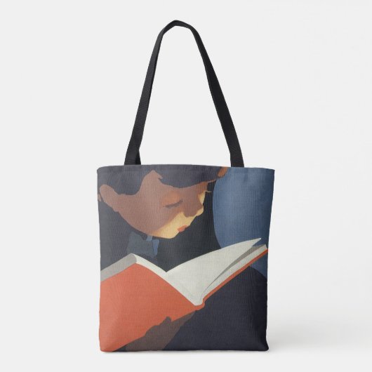 Het  Kind dat een Boek van de Bibliotheek leest Draagtas (Achterkant)