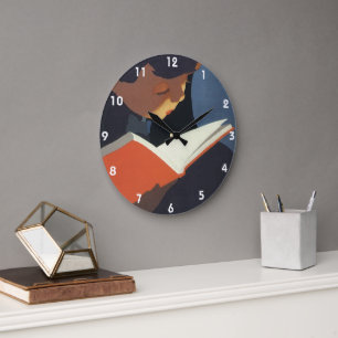 Het  Kind dat een Boek van de Bibliotheek leest Grote Klok