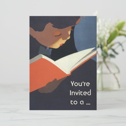 Het  Kind dat een Boek van de Bibliotheek leest Kaart (Staand voorkant)