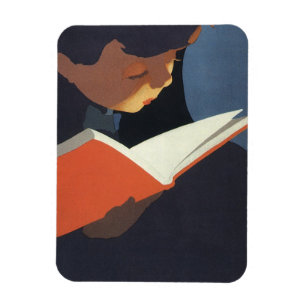 Het  Kind dat een Boek van de Bibliotheek leest Magneet