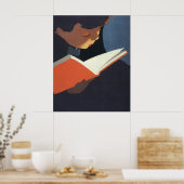 Het Kind dat een Boek van de Bibliotheek leest Poster (Keuken)