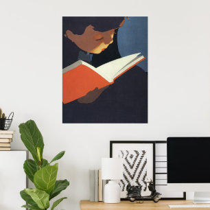 Het  Kind dat een Boek van de Bibliotheek leest Poster