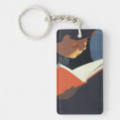 Het  Kind dat een Boek van de Bibliotheek leest Sleutelhanger (Voorkant)