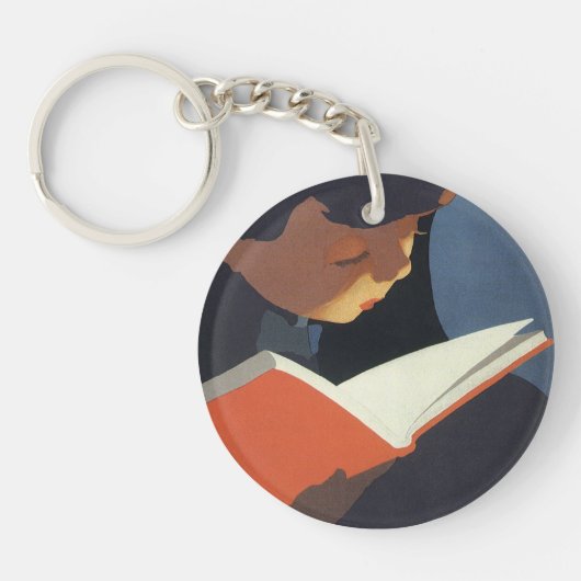 Het Kind dat een Boek van de Bibliotheek leest Sleutelhanger (Voorkant)