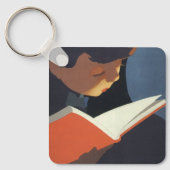 Het Kind dat een Boek van de Bibliotheek leest Sleutelhanger (Voorkant)