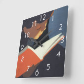 Het  Kind dat een Boek van de Bibliotheek leest Vierkante Klok (Hoek)