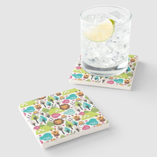 het kinder vrijetijdsgewin retro - safari stenen onderzetter (Zijkant)