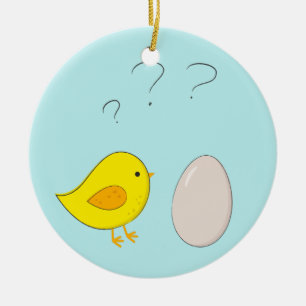 Het kip-of-ei schattige Pasen-cartoon Keramisch Ornament