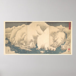 "Het Kiso-gebergte in de sneeuw" van Utagawa Hiros Poster