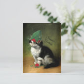 Het Kitten, ouderwetse Kerstmis Feestdagenkaart (Staand voorkant)